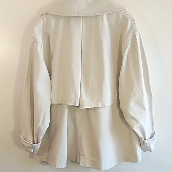 Free People Highlands Cotton Canvas Pea Coat Jacket Trench Boho Casual Sz Medium - Picture 8 of 12